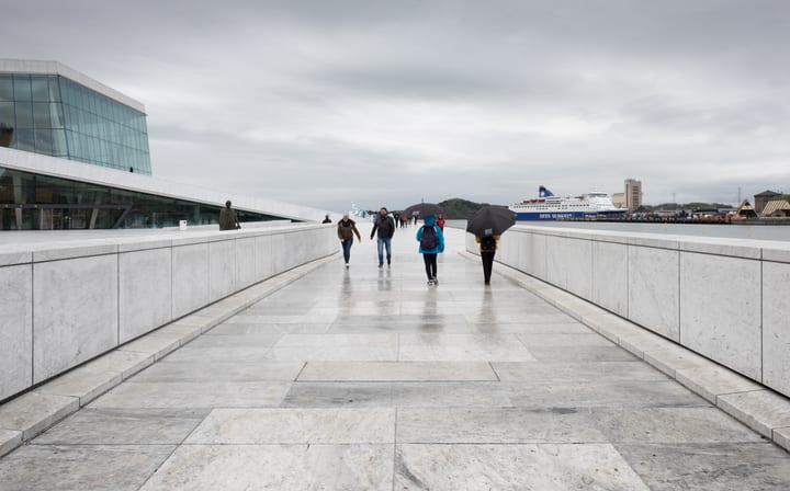 Oslo Opera House and the waterfront beside Bjørvika