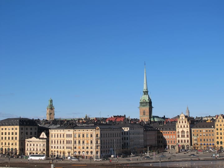 Gamla Stan waterfront and church towers in Stockholm